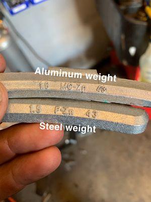 Incorrect type of wheel weight