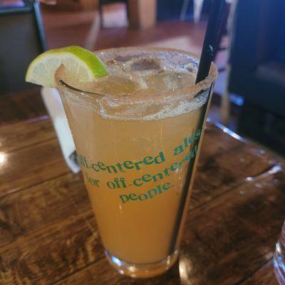 Apple cider margarita with a cinnamon sugar rim