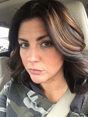 My very dark hair with caramel highlights...work by Alexis at Eikon in Wexford.