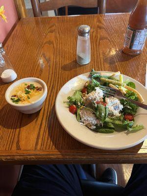 chicken salad with potato soup