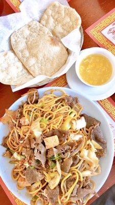 Beef Mongolian BBQ, Flatbread, Egg Soup