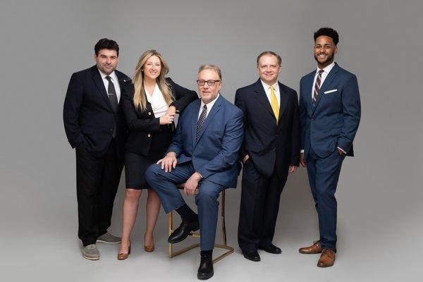 (Left to Right) Alex Berry-Santoro, Esq., Megan L. Babut, Esq., William C. Babut, Esq., J. Gregory Frye, Esq., & Jameel S. Williams, Esq.