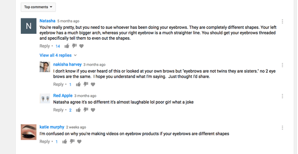 here are some comments I got on my YouTube video that I filmed right after getting my brows done here! https://youtu.be/GXEbwex5hCM