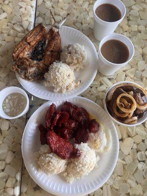 Tocilog (meat) and Bangsilog (fish)