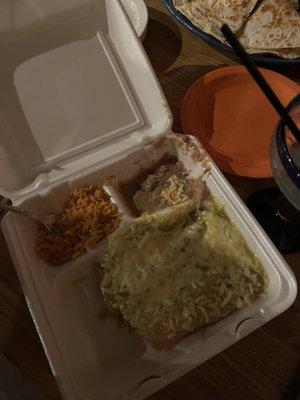 My food brought out in a takeaway box