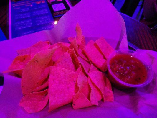 Side of chips and salsa. Large portion. Salsa did not seem fresh made