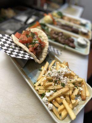 Keftedes Souvlaki Pita Sandwich with Fries