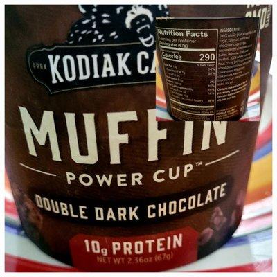 Front and nutrition facts of the chocolate muffin.