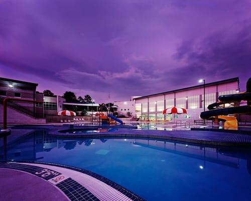 The aquatic center offers an indoor competition/lap pool, instructional pool and outdoor leisure play pool.