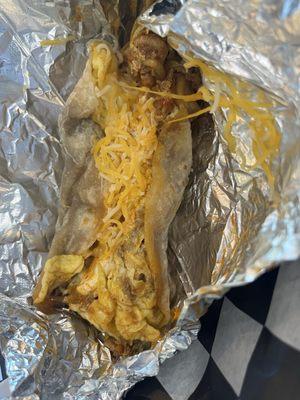 Chorizo, egg, cheese & potato breakfast taco