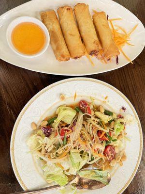 2. Thai Spring Rolls and 23. Som Tum / Papaya Salad