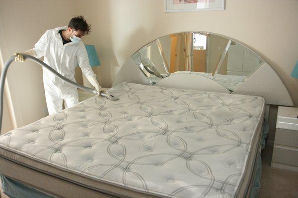 We deep steam clean and neutralize pet urine on this fine mattress.