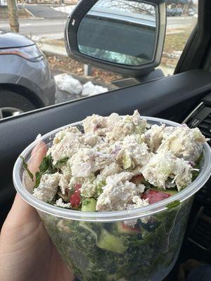 No mayo chicken salad + Waldorf salad