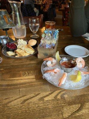 Shrimp Cocktail and weird relish tray