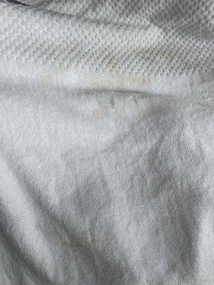 Towels with brown stains