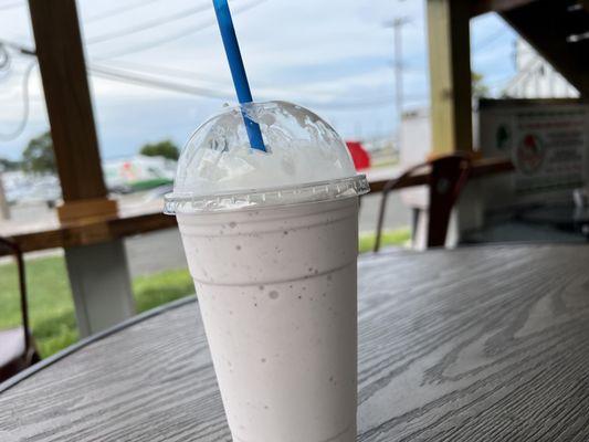 White chocolate raspberry truffle gelato milkshake