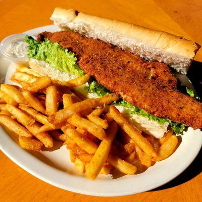 Jumbo Fish Sandwich with choice of side.  $16