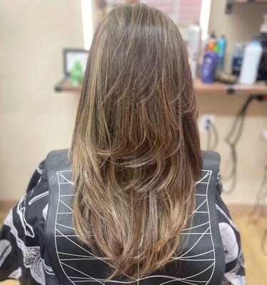 Highlights & Layered Haircut by Jerry.