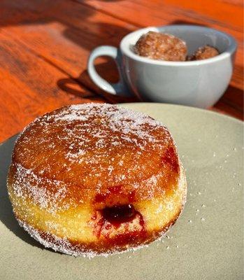 Raspberry filled brioche doughnut ($4)