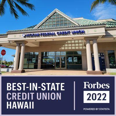 Hickam FCU is ranked #1 Best-in-State Credit Union Hawaii 2022 by Forbes