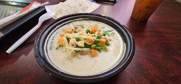 Chicken green curry, but it looked more like yellow curry and it's super runny, not thick like what curry should be