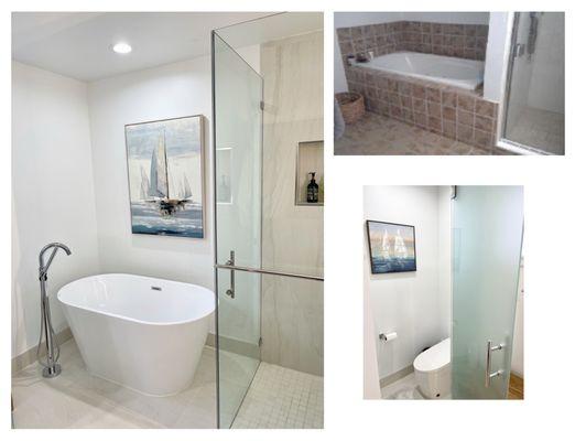 Master bathtub, before and and after