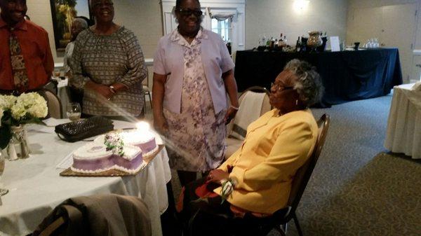 My grandma and her birthday cake!