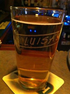 Miller Lite on tap in a Luisa's pint glass....I feel special!