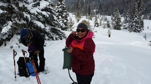 Becca and Donnie, our guide, during a rest moment.