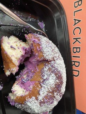 Vegan ube mousse donut