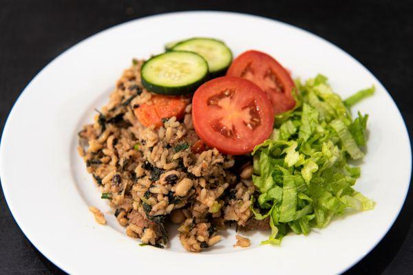 Chicken cook-up rice packed full of black eye peas and flavor