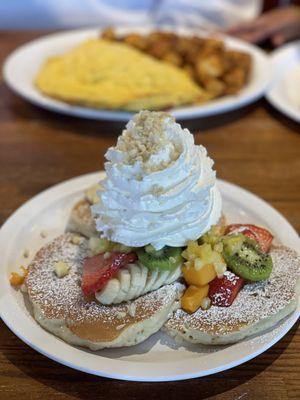 Fresh Fruit Rainbow Pancakes were fluffy and delicious! Fruit was perfect too! 10/10