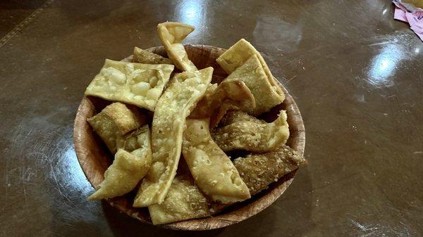 Complimentary fried wontons