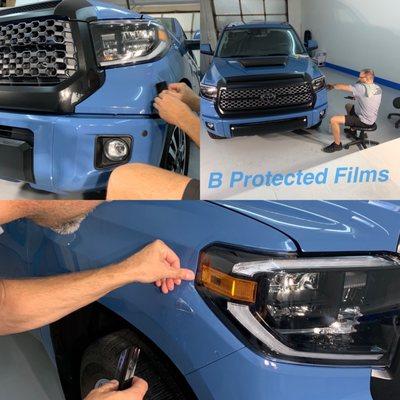 Installing XPEL Ultimate clear film on the painted surfaces