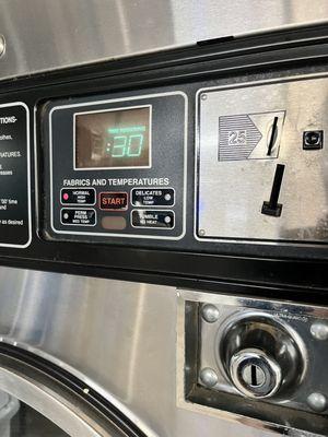 Coin-op dryers are 6 minutes for $.25.