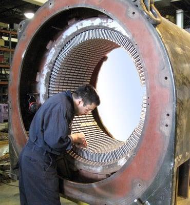 Rebuilding large industrial motors is our specialty.