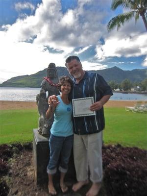 Kalapaki Bay, Kauai - Graduation Ceremony for Mana Lomi Massage Workshop ~ Feb 2014 (Pictured: C. Agustin - instructor)