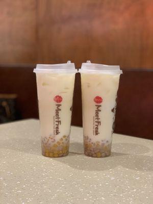 Jasmine Green Milk Tea with taro balls / ig: @joyyeats