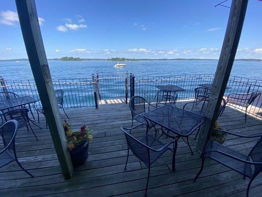 Outdoor seating with beautiful scenery.