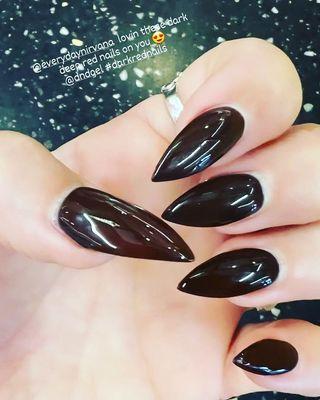 Stiletto expresso acrylic sculptured nails done by MaDonna  Check out @nailsbymadonna on Instagram