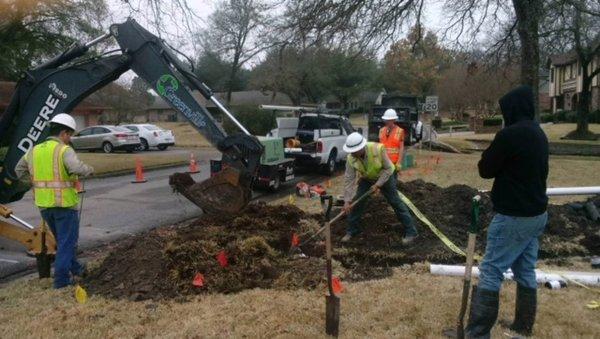 Working with the city of Greenville, to restore sewer service for a customer!