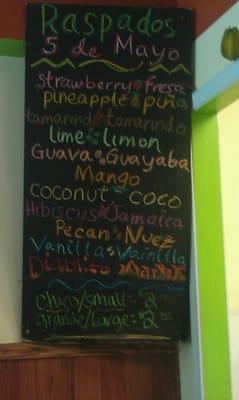 raspados menu