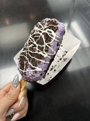 Chocolate Ube Oreo Waffle made HOT