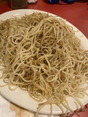 the gross, dry, crunchy cold noodles she brought as a replacement for the wrong noodles