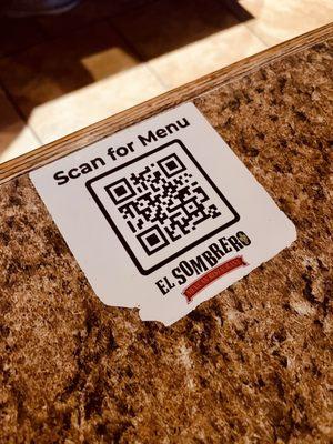 QR code for menu