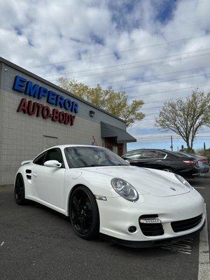 Porsche 911 Turbo for H&R Lowering Spring & Front Brake Pads and Rotors replacement.