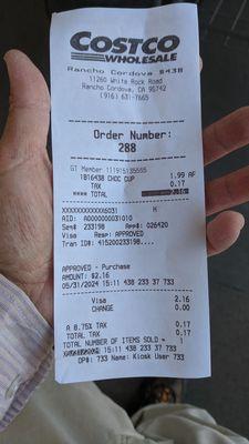 Receipt for Chocolate Cup.