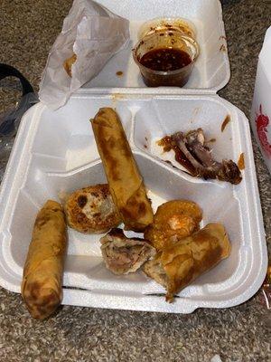 egg roll, dumpling & Shrimp Puffs