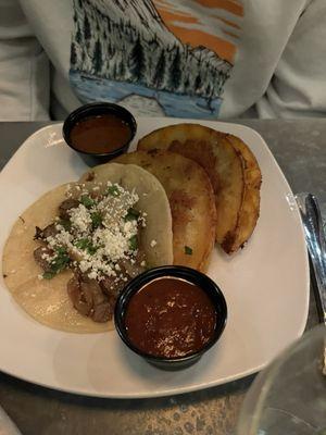 Steak taco & 2 birria tacos