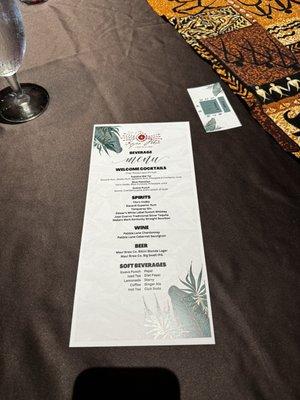 Beverage menu